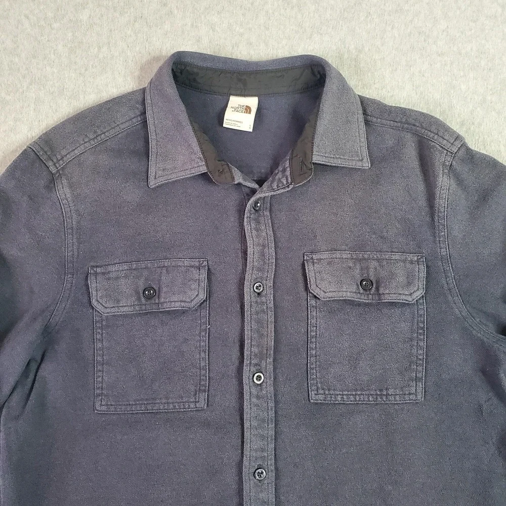 The North Face Shirt Jacket Mens Large Gray Heavy Flannel Long Sleeve NF0A7RCI